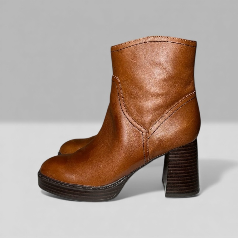 🌻Naturalizer Orlean Brown Leather Platform Ankle Boot Women’s Size 6
